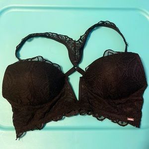 PINK black lace adjustable bralette